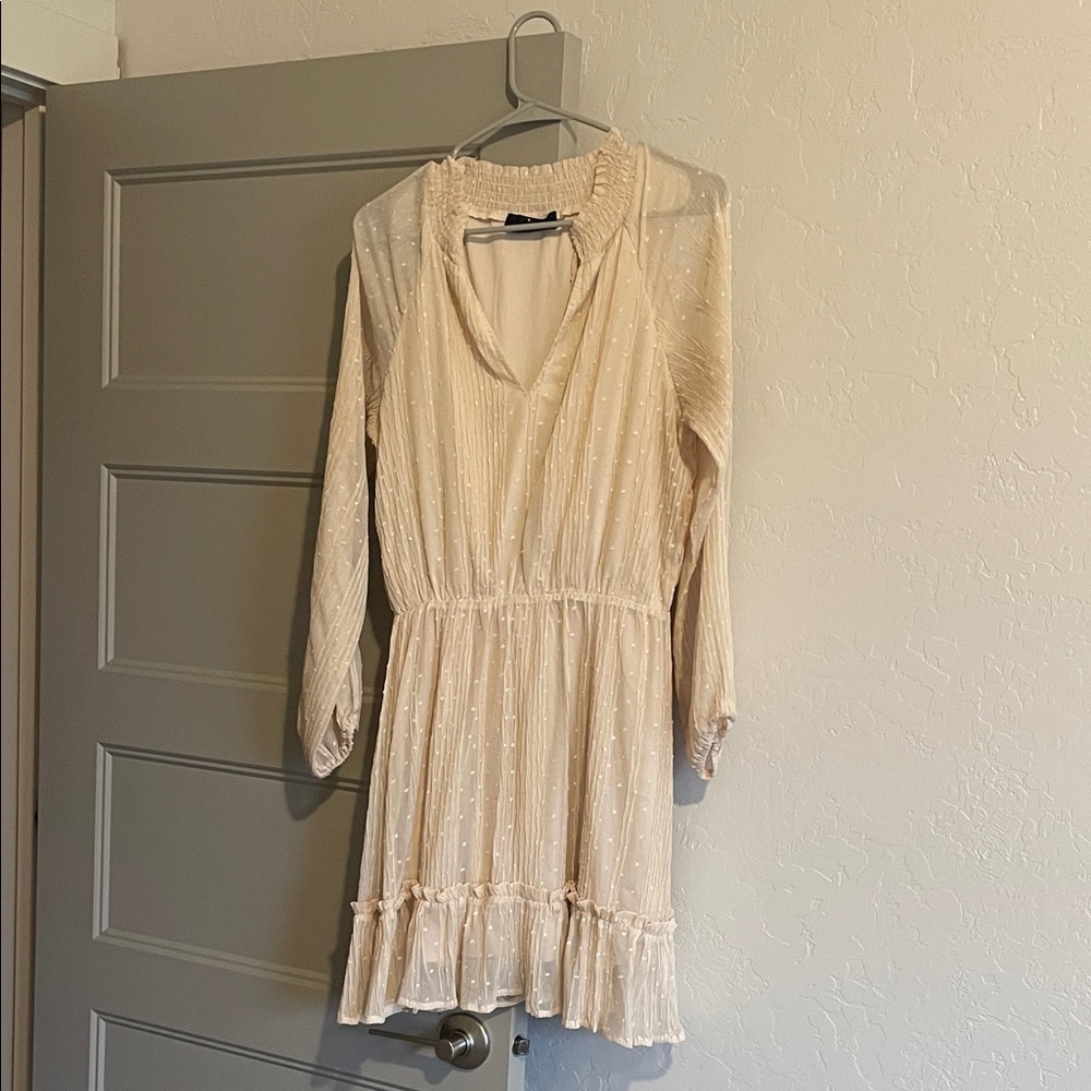 Lulus Long Sleeve Cream Dress